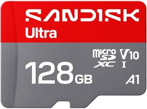 SANDISK 128GB Ultra microSD Card + Adapter, Up to 195MB/s Read Speeds