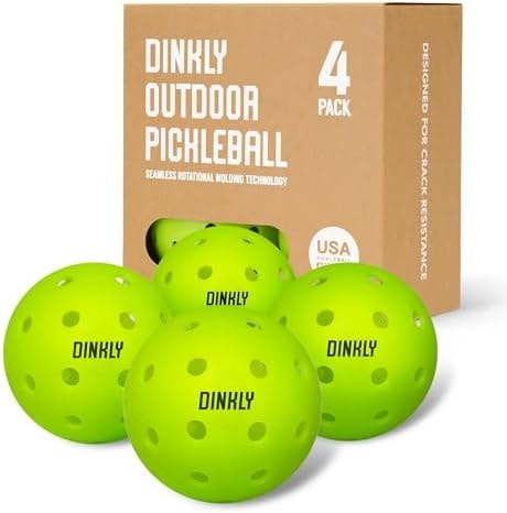 Dinkly Outdoor Pickleball Balls, 4 Pack Pickleballs USAPA Approved