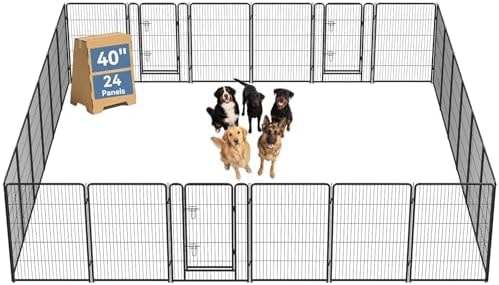 DUMOS Dog Playpen 40 Inch 24 Panels Indoor Outdoor Metal Pet Fence