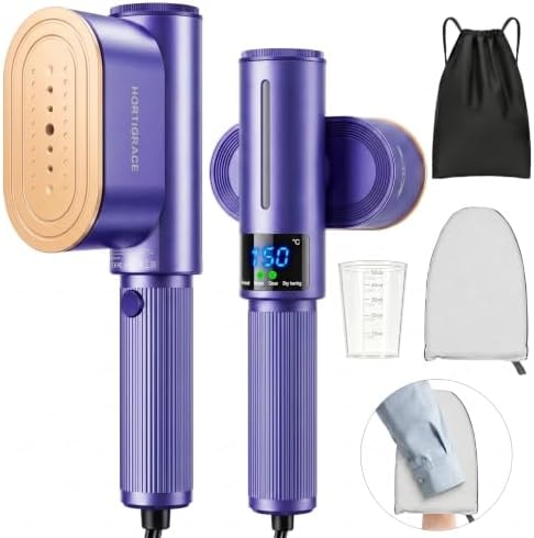 HORTIGRACE Travel Steamer for Clothes, 2-in-1 Steam Iron & Garment Steamer