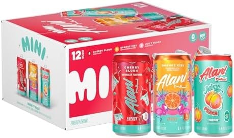 Alani Nu VARIETY PACK (CHERRY SLUSH, JUICY PEACH, ORANGE KISS), Low Calorie Energy Drinks, 100mg Caffeine, Biotin, B Vitamins, Zero Sugar, 10 Calories or Less, 8 Fl Oz Cans, 12 Pack