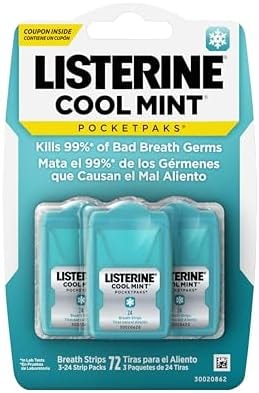 Listerine PocketPaks Breath Strips, Cool Mint, 24-Strip Pack, 3 Pack