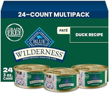 Blue Buffalo Wilderness Duck Paté Adult Wet Cat Food, High-Protein & Grain-Free Recipe Enhanced with Vitamins, Minerals, and Other Nutrients, 3-oz. Cans (24 Count)