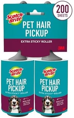 Scotch-Brite Pet Hair Extra Sticky Lint Roller,200 Sheets Total, 2 Pack