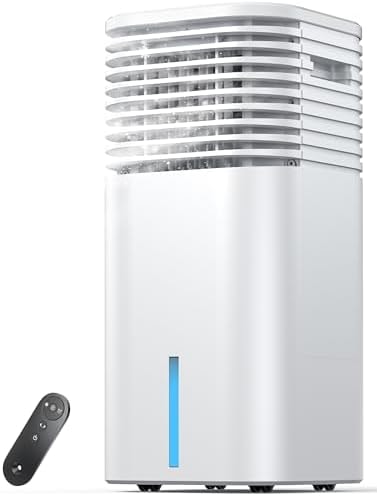 Windowless Portable Air Conditioner, 24.5" Small Evaporative Air Cooler for Room No Window, 3-Speed Settings, 4 Modes, 7H Timer, Remote Control, 4 Ice Packs, Quiet AC Unit for Bedroom, White
