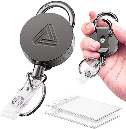 Azrra Heavy Duty Badge Holder Reel, 8 oz 30” Retractable Keychain, 2 Pack