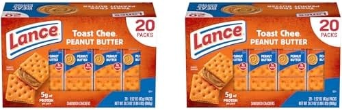 Lance ToastChee Peanut Butter Sandwich Crackers Snack Packs, 20 Count 1.52 Oz (2 Pack)
