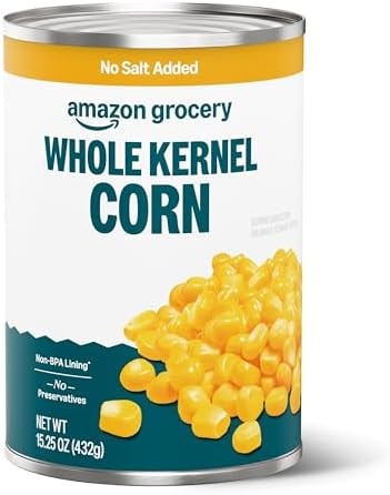 Amazon Grocery, Canned Whole Kernel Corn, No Salt Added, 15.25 Oz