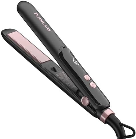 ANNLARY Mini Hair Straightener for Travel, Portable Dual Voltage Small Flat Iron with LED Display, Adjustable Temperature, Dual PTC Heating, Negative Ion Care, Titanium Plates for Short Hair
