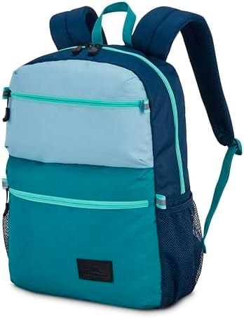 High Sierra Everclass Backpack - Travel or Work Laptop Bookbag with 360° Reflectivity, Dual Water Bottle Pockets & Fits Laptops Up To 15.6”, One Size, Glacial Blue/Sea/Tide Navy