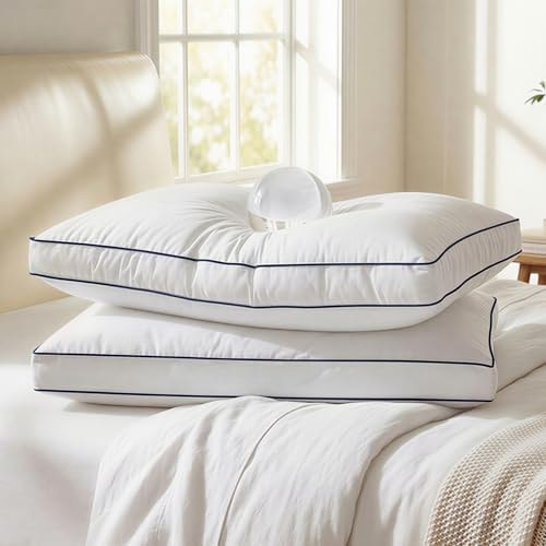 zibroges Feather Down Pillows Queen Size Set of 2, Bed Pillow for Sleeping