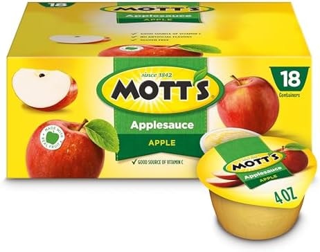 Mott's Applesauce, 4 Oz Cups, 18 Count, No Artificial Flavors, Good Source Of Vitamin C, Nutritious Option For The Whole Family