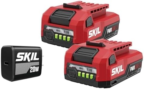 SKIL PWR CORE 12 2 x 2.0Ah 12V USB-C Battery and Charger Starter Kit Including Two 2.0Ah Batteries and 20W PD Charger-CB5020A-22