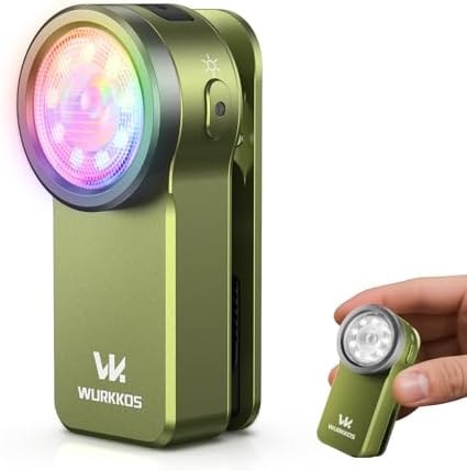 Wurkkos HD03 EDC Flashlight Rechargeable Clip-on Light, 680Lumens Mini Pocket Flashlight with RGB, Magnetic Small Flat Flashlight for Camping, Repairing, Signaling, Cycling (Green)