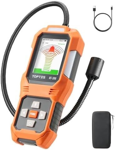 TOPTES RT-389 Rechargeable Refrigerant Leak Detector, HVAC Freon Leak Detector with 3 Sensitivity Modes & 3 Alarm Types, Air Conditioning Detection for CFCs, HCFCs, HFCs, HFOs, HCs - Orange