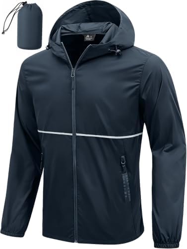 ZITY Men's Rain Jacket Waterproof Lightweight Packable Raincoat