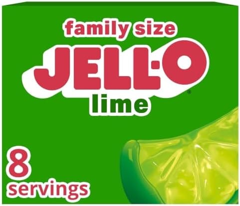 Jell-O Gelatin Dessert Mix, Family Size, Lime, 6 oz Box