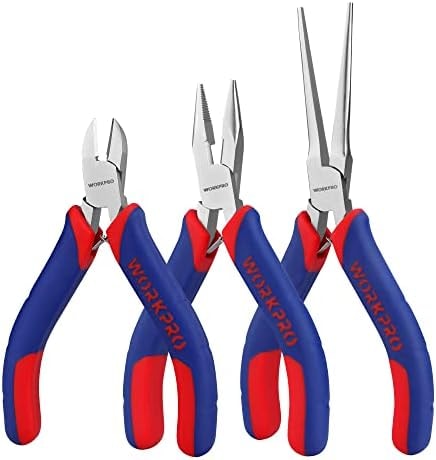 WORKPRO Mini Pliers Set, 3-Piece Small Pliers Tool Kit