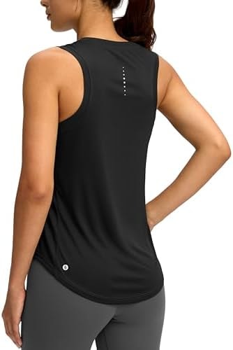 SANTINY Women's Sleeveless Workout Tops Lightweight Tennis Yoga Athletic Running Shirts Racerback Tank Tops for Women (Black_L)
