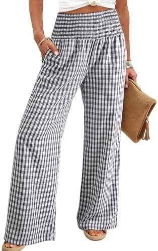 Dokotoo Lady Fall Boho High High Waisted Palazzo Pants,Medium Grey,X-Large