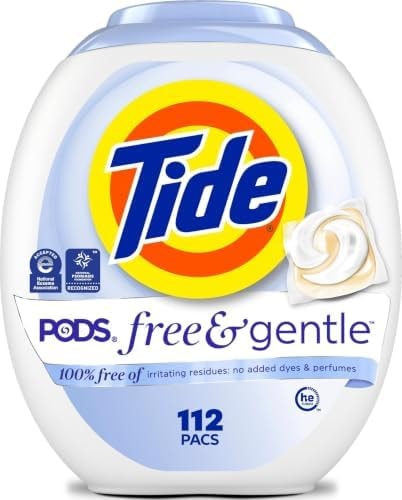 Tide PODS Free & Gentle Laundry Detergent Soap Pacs, 112 Count, Tide PODS Laundry Detergent, Laundry Detergent Pacs, Laundry PODS Detergent
