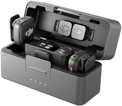 DJI Mic 3 (2 TX + 1 RX + Charging Case), Wireless Microphone for iPhone/Camera/Android, Ultralight, Adaptive Gain Control for Balanced Volume, Dual Band Anti-Interference, 28hrs Use, Vlog