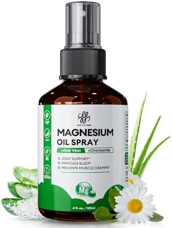 iMATCHME Magnesium Oil Spray for Feet & Body – Topical Magnesium Spray for Sleep, Leg Cramps & Muscle Relaxation, Fast Absorbing, Non-Greasy, with Aloe Vera & Chamomile, 4oz
