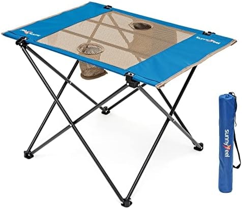 SUNNYFEEL Folding Camping Table - Lightweight Aluminum Portable Picnic Table for Cooking, Beach, Hiking, Travel, Fishing, BBQ, Indoor Outdoor Small Foldable Camp Tables