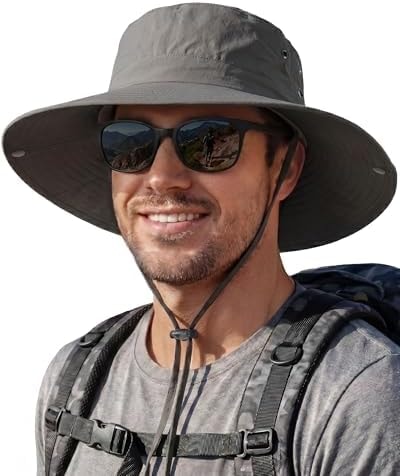 Sun Hats for Men Fishing Hat Outdoor Hiking Beach Summer Hats (Dark Gray)