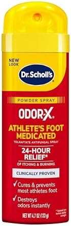 Dr. Scholl's Odor-X Medicated ANTIFUNGAL Athlete's Foot Powder Spray, 4.7 oz // 24-Hour Relief of Itching & Burning, Clinically Proven, Cures & Prevents Most Athlete's Foot, Destroys Odors Instantly