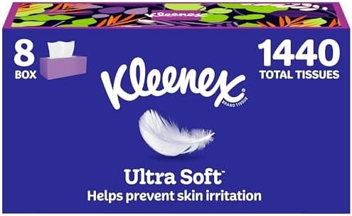 Kleenex Ultra Soft Facial Tissues, 8 Flat Boxes, 180 Tissues per Box
