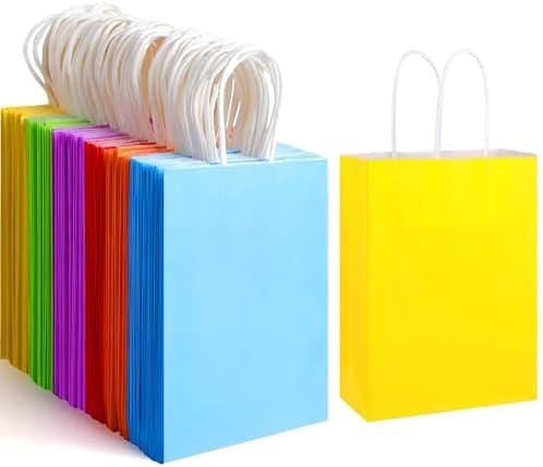 XPCARE 32Pcs Paper Gift Bags 5.25x3.25x8.25'' Kraft Paper Party Favor Bags