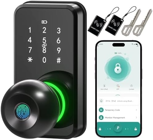Smart Door Lock Knob Fingerprint Keypad Keyless Entry Lock for Front Door