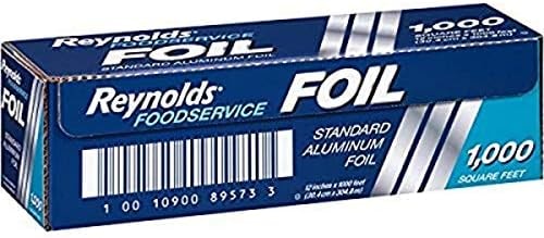 Reynolds Wrap Foodservice Aluminum Foil Roll with Built-In Cutter, Ideal for Restaurants, Catering, Cafeterias, and More, Easily Wraps Food and Lines Pans for Easy Cleanup, 1000 Square Feet