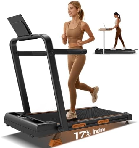 Walking Pad Treadmill with 17% Incline,Foldable Treadmill with Handles