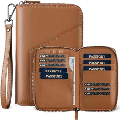 VULKIT Family Passport Holder for 4 Passports, RFID Blocking Travel Wallet