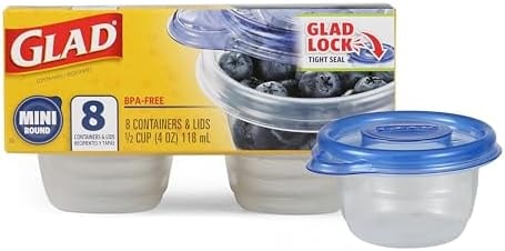 Glad GladWare Mini Round Food Storage Containers, 4 Oz, 8 Count