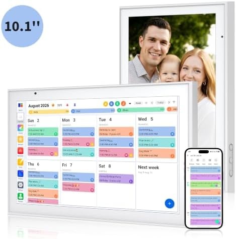 Smart Digital Calendar 10.1 Inch, Electronic Family Calendar Planner with Touchscreen, Shared Chore Chart, Meal Planner, To Do List & Schedule Board, WiFi Digital Family Command Center, Photo Frame