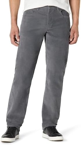 Amazon Essentials Men's Straight Fit 5 Pocket Stretch Corduroy Pant, Charcoal, 28W x 28L