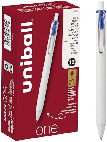 uniball™ one Retractable Gel Pens, Micro Point (0.5mm), Blue Ink, 12 Pack