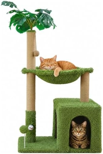 Woochpet 48'' Cat Tree Condo with Hammock Cat Tower with Scratching Posts Green Large