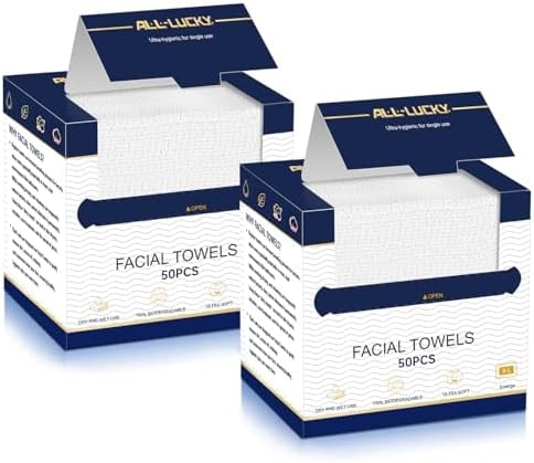 Face Towels, XL Facial Dry Towels 10x12 Inch, Biodegradable Disposable Face Wipes for Makeup Remover, Skincare & Face Cleansing, Lint-Free (100 Count)