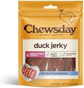 Chewsday, Duck, Jerky Tender Dog Treats, 8 oz, Real Ingredients
