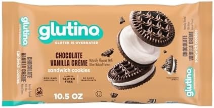 GLUTINO Chocolate Vanilla Creme Cookies, 10.5 oz