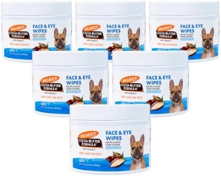 Palmer's for Pets Face and Eye Dog Wipes, Unscented, 100 Count, 6-Pack
