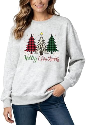 XLIEVO Christmas Sweatshirt for Women: Xmas Tree Graphic Holiday Pullover