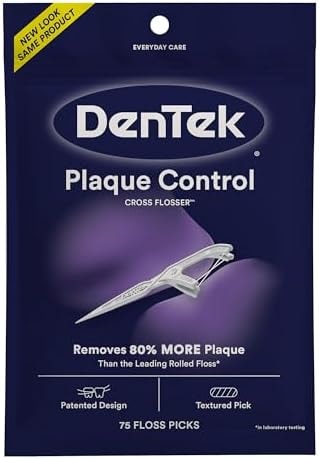 Dentek Floss Picks, Plaque Control Cross Flossers, 75 Count