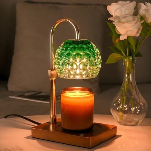 Cawalap Candle Warmer Lamp, Electric Candle Warmer, Gifts for Mom, Bedroom Home Decor Dimmable with 2 Bulbs Compatible with Jar Candles Lamps Round