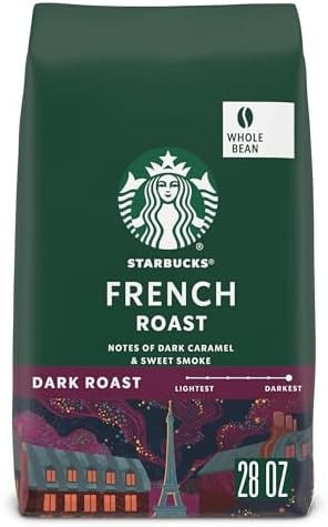 Starbucks Whole Bean Coffee, Dark Roast Coffee, French Roast, 100% Arabica, 1 bag (28 oz)
