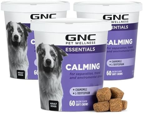 GNC Pets Essentials Calming Soft Chews for Dogs, Bacon, 60 Count, 3-Pack